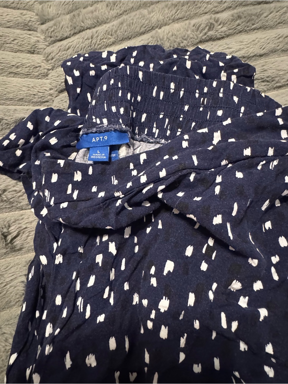Apt. 9 Navy and White Printed trousers